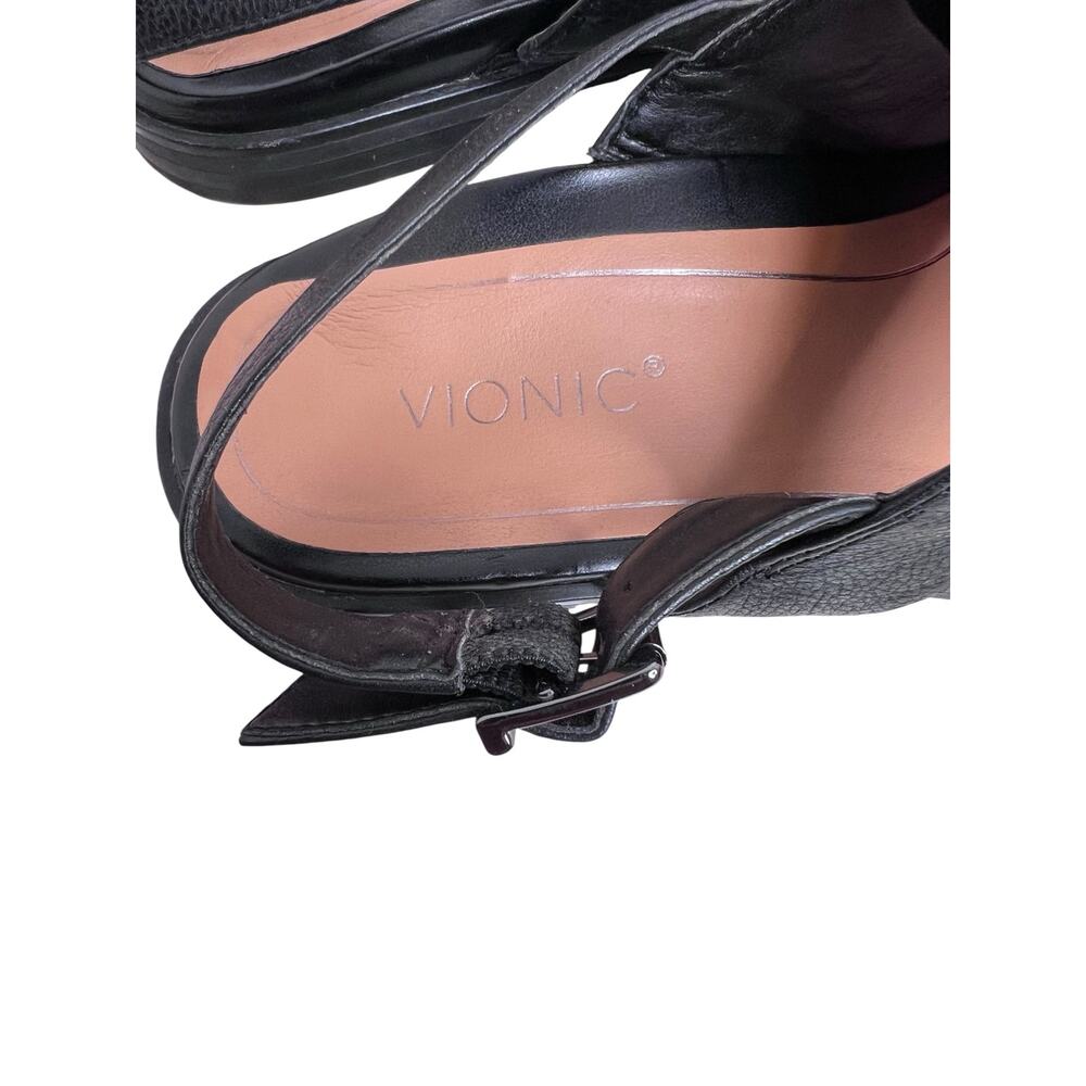 Vionic Ella Sandal in Black Leather Asymmetrical Toe Loop Slingback W's Sz. 7.5M - Picture 11 of 13